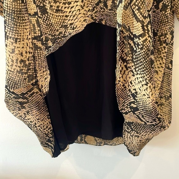 Suncoo Paris Dress Snake Animal Print Longsleeve Wrap Ruffled Sheer Large New - Picture 5 of 12